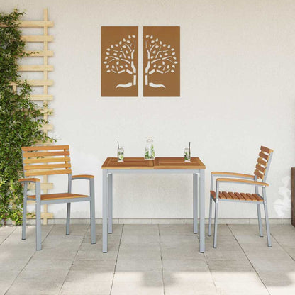 Gartenstuhl 2 stk. Braun Massivholz Akazie Stapelbar