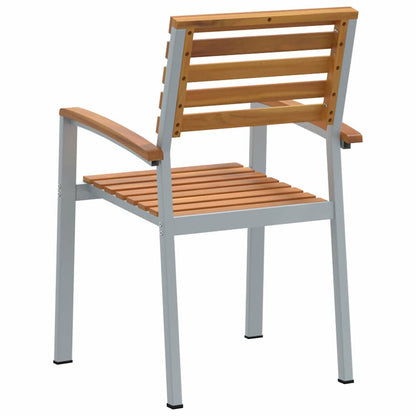 Gartenstuhl 2 stk. Braun Massivholz Akazie Stapelbar