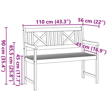Bank Outdoor 110 x 56 x 90 cm Massivholz Akazie Natur