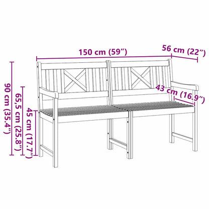 Bank Outdoor 150 x 56 x 90 cm Massivholz Akazie Natur