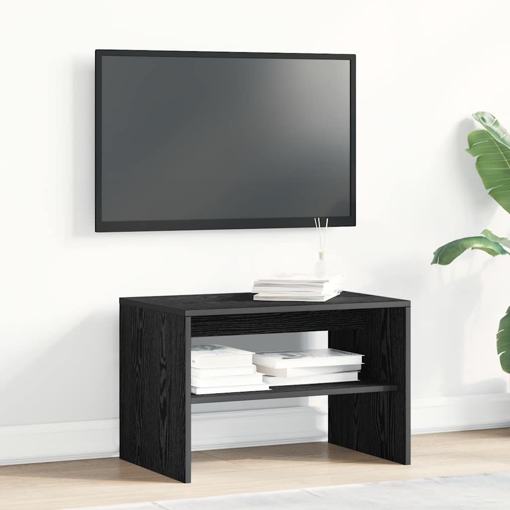 Meuble TV aspect chêne noir 60x40x40 cm matériau à base de bois
