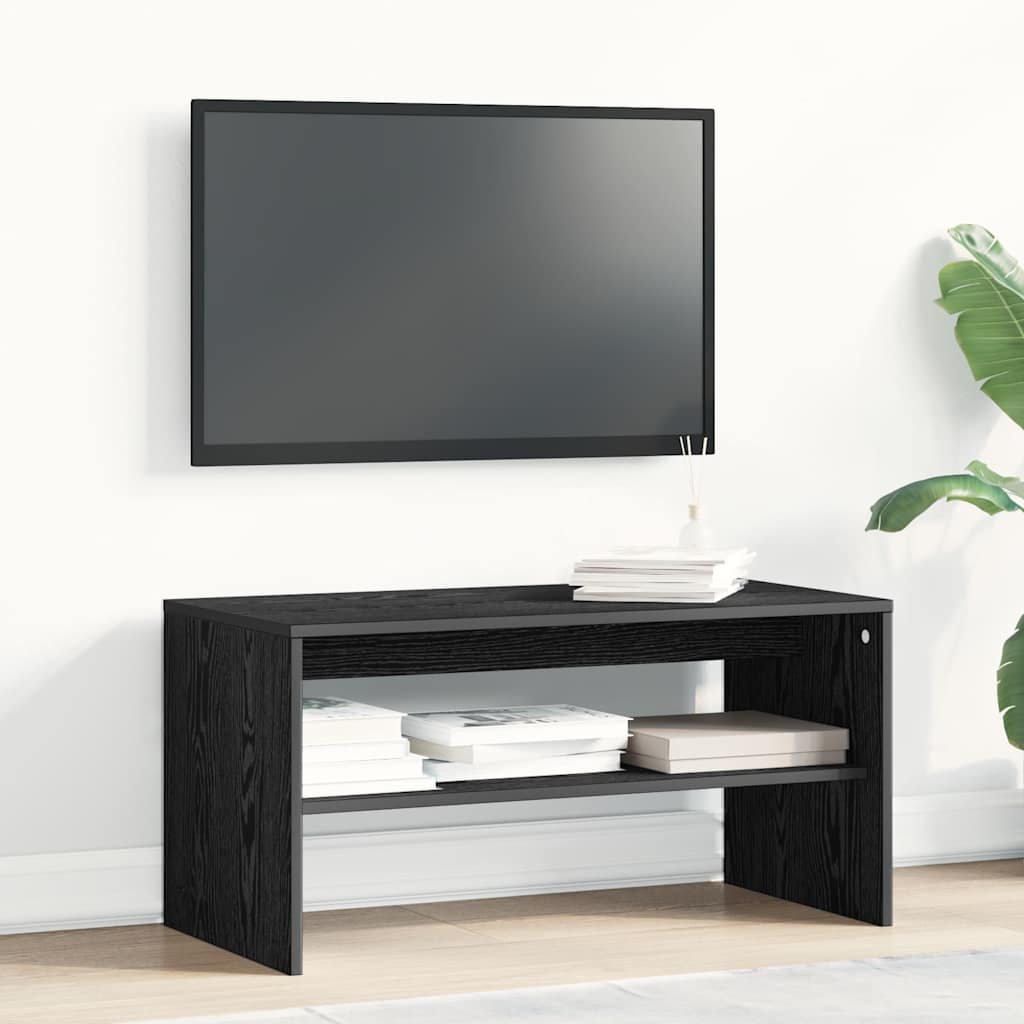 Meuble TV aspect chêne noir 80x40x40 cm matériau à base de bois