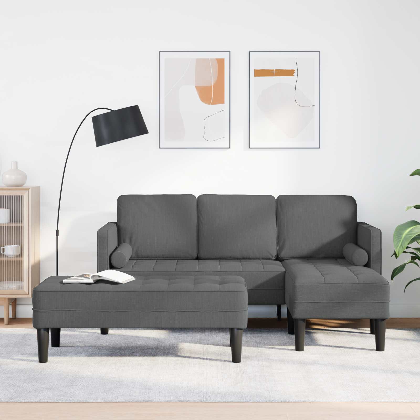 Sofa Set 2 stk. Dunkelgrau Polyester