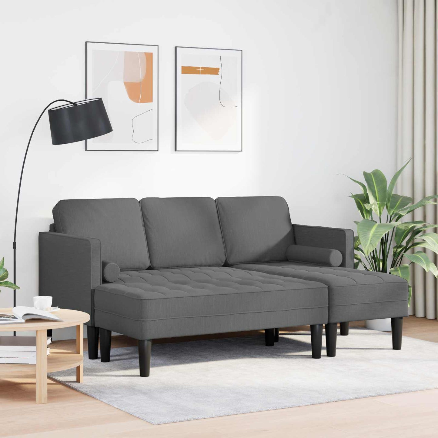 Sofa Set 2 stk. Dunkelgrau Polyester