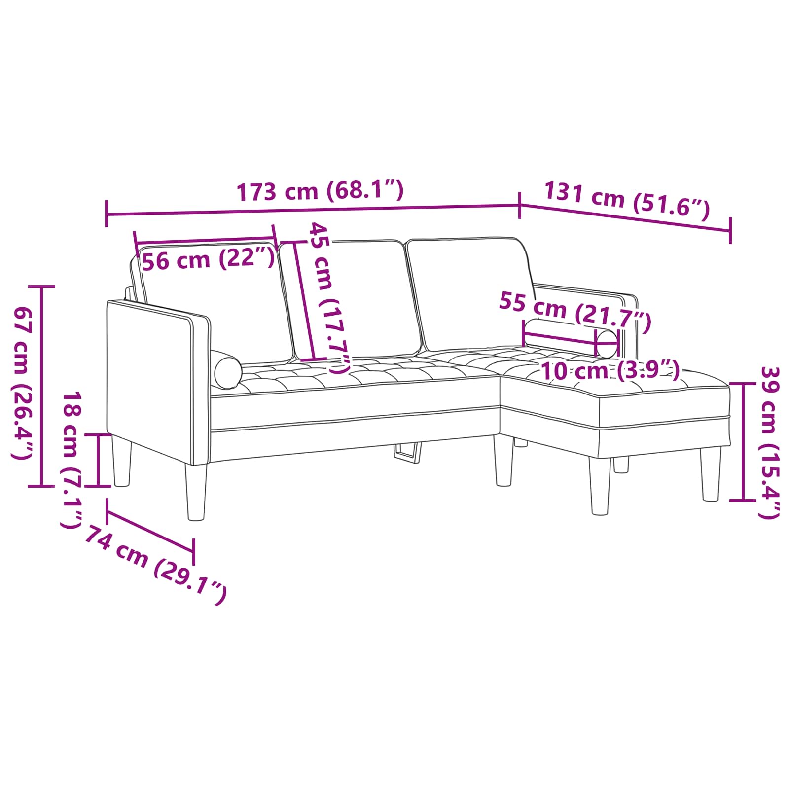 Sofa Set 2 stk. Dunkelgrau Polyester