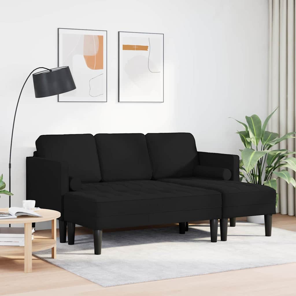 Sofa Set 2 pcs Schwarz 173 x 131 x 67 cm Stoff