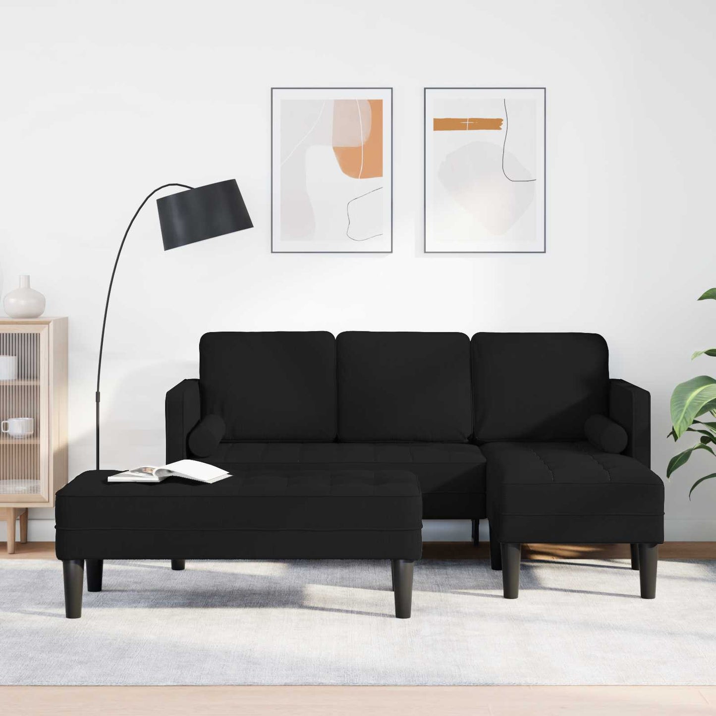 Sofa Set 2 Stk. Schwarz Polyester