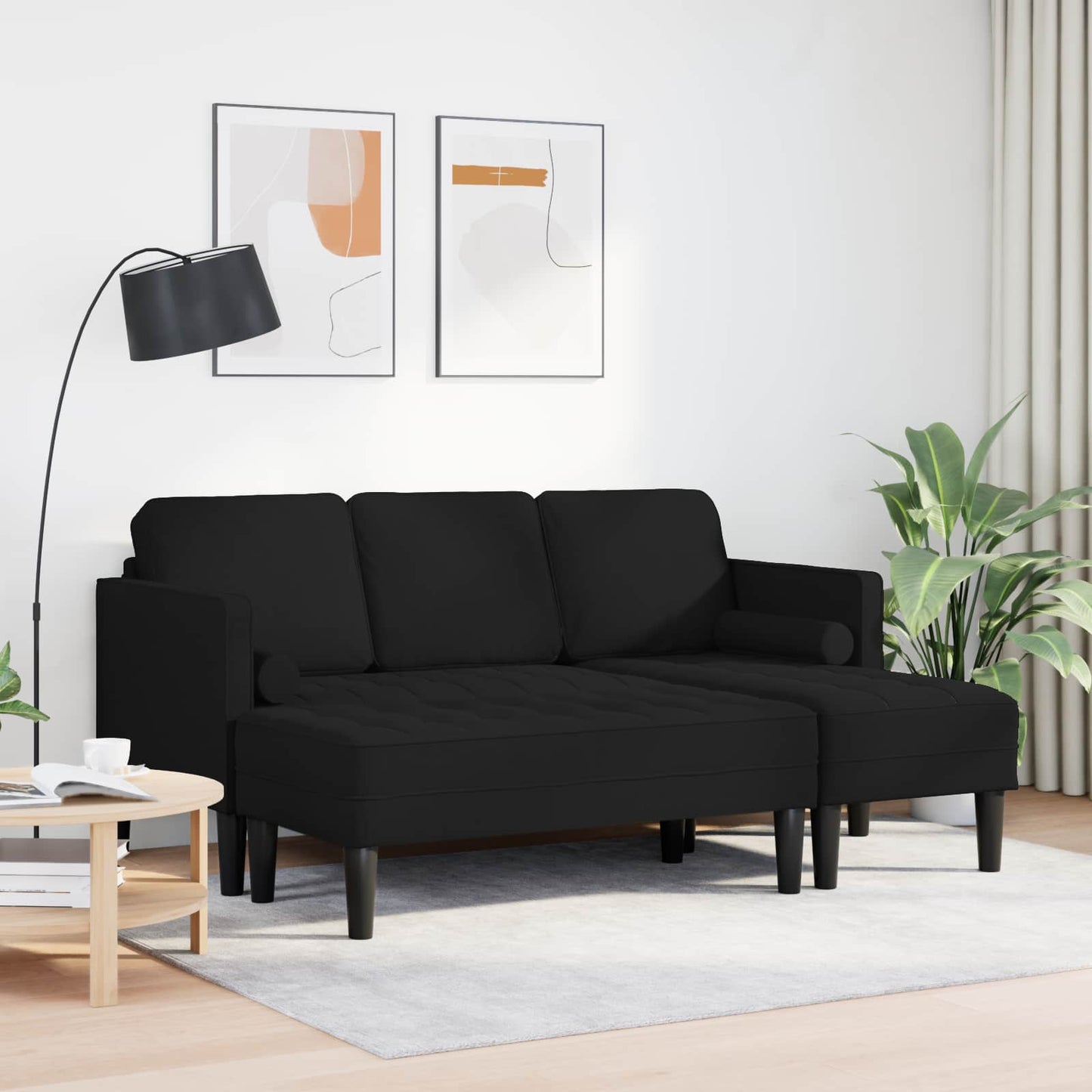 Sofa Set 2 Stk. Schwarz Polyester
