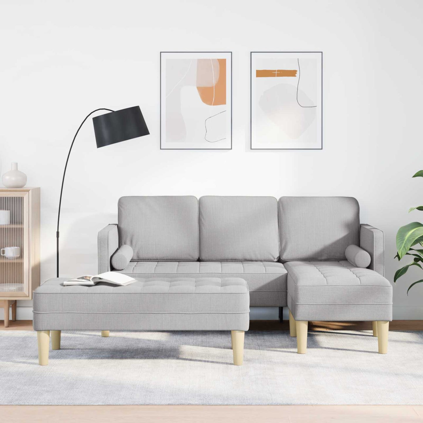 Sofa Set 2 stk. Wolkengrau Polyester