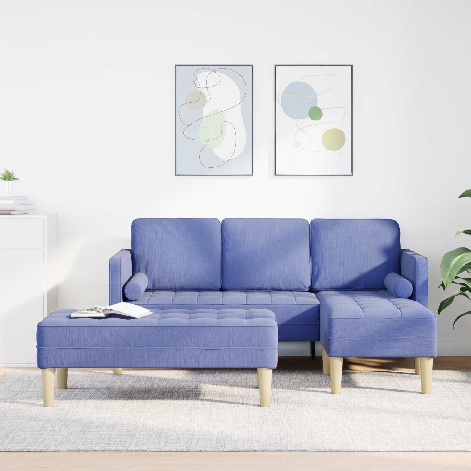 Sofa Set 2 stk. Jeans blau Polyester