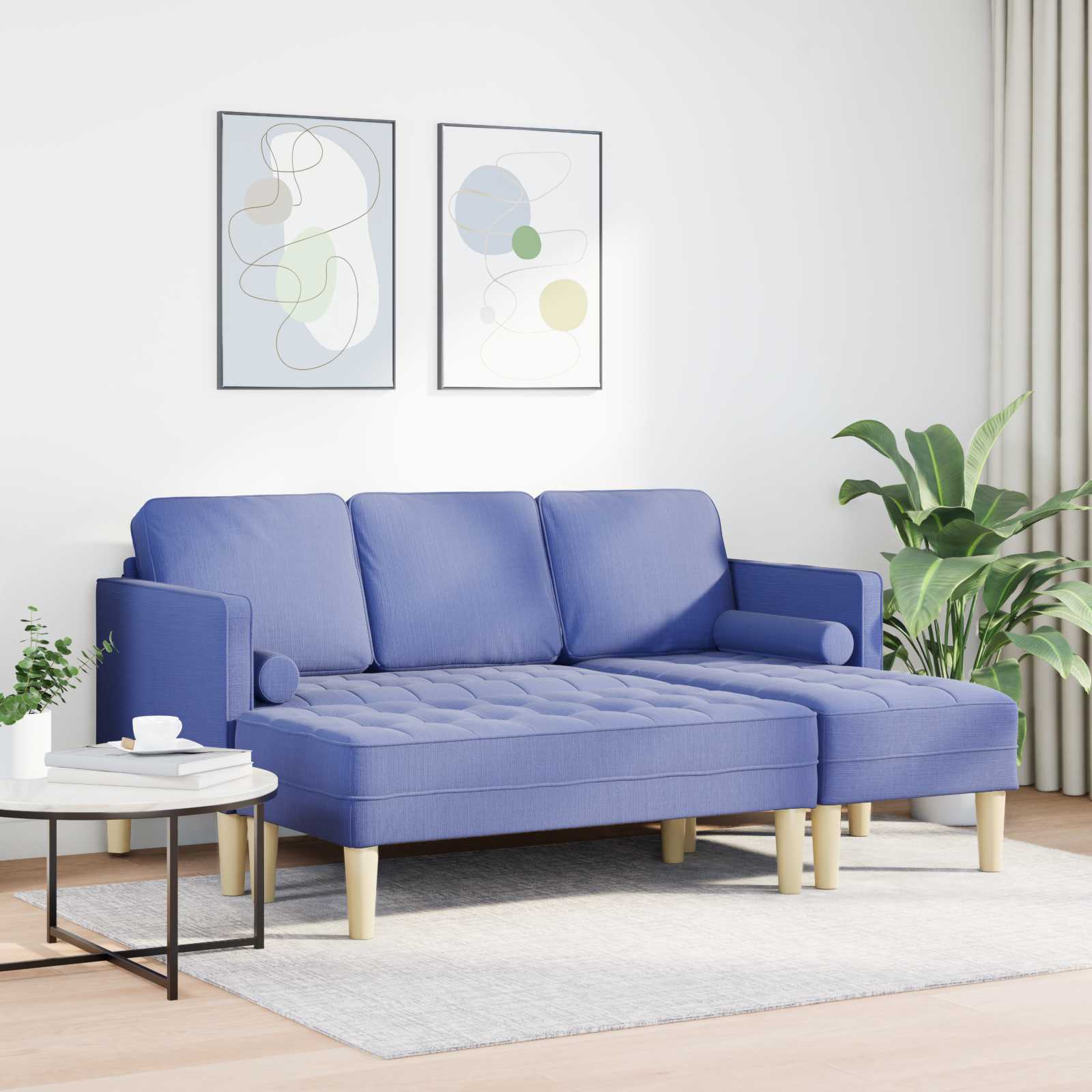 Sofa Set 2 stk. Jeans blau Polyester