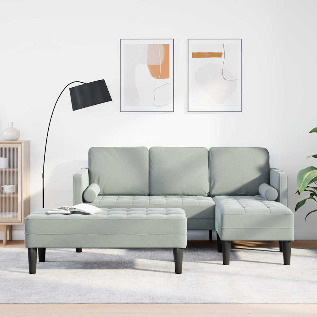 Sofa Set 2 stk. Hellgrau Polyester