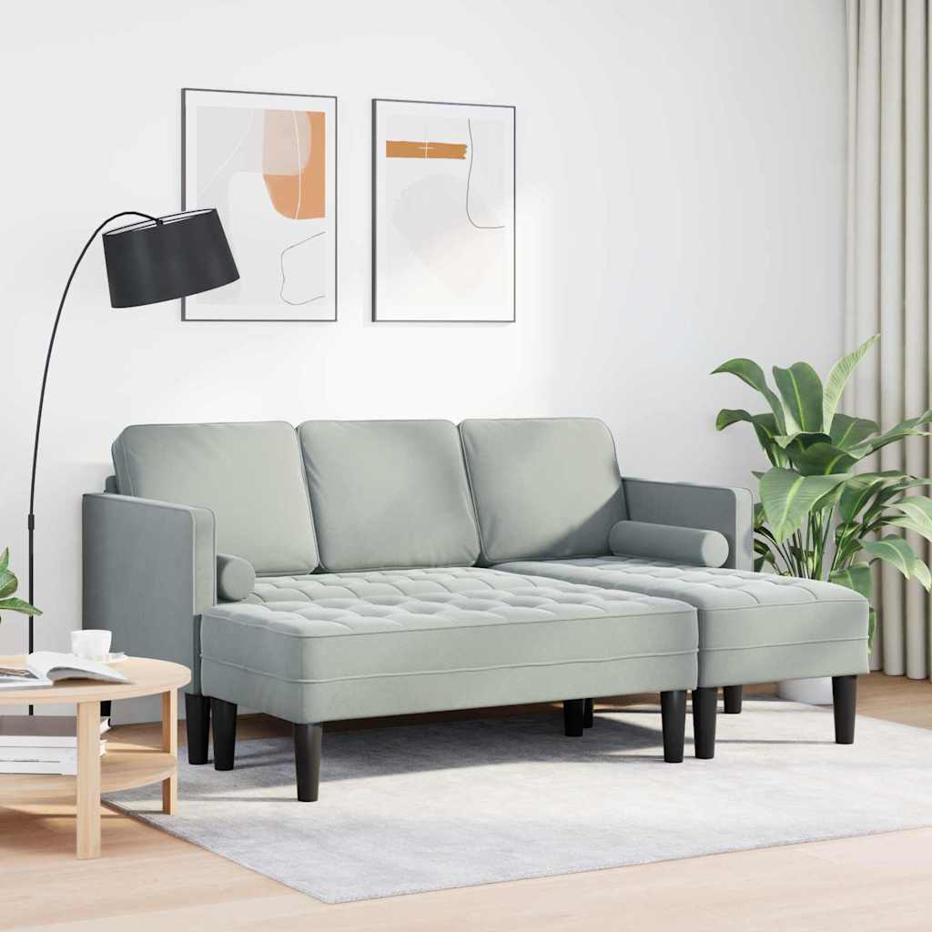 Sofa Set 2 stk. Hellgrau Polyester