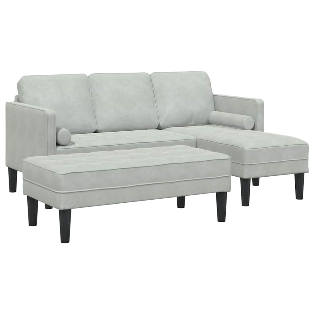 Sofa Set 2 stk. Hellgrau Polyester