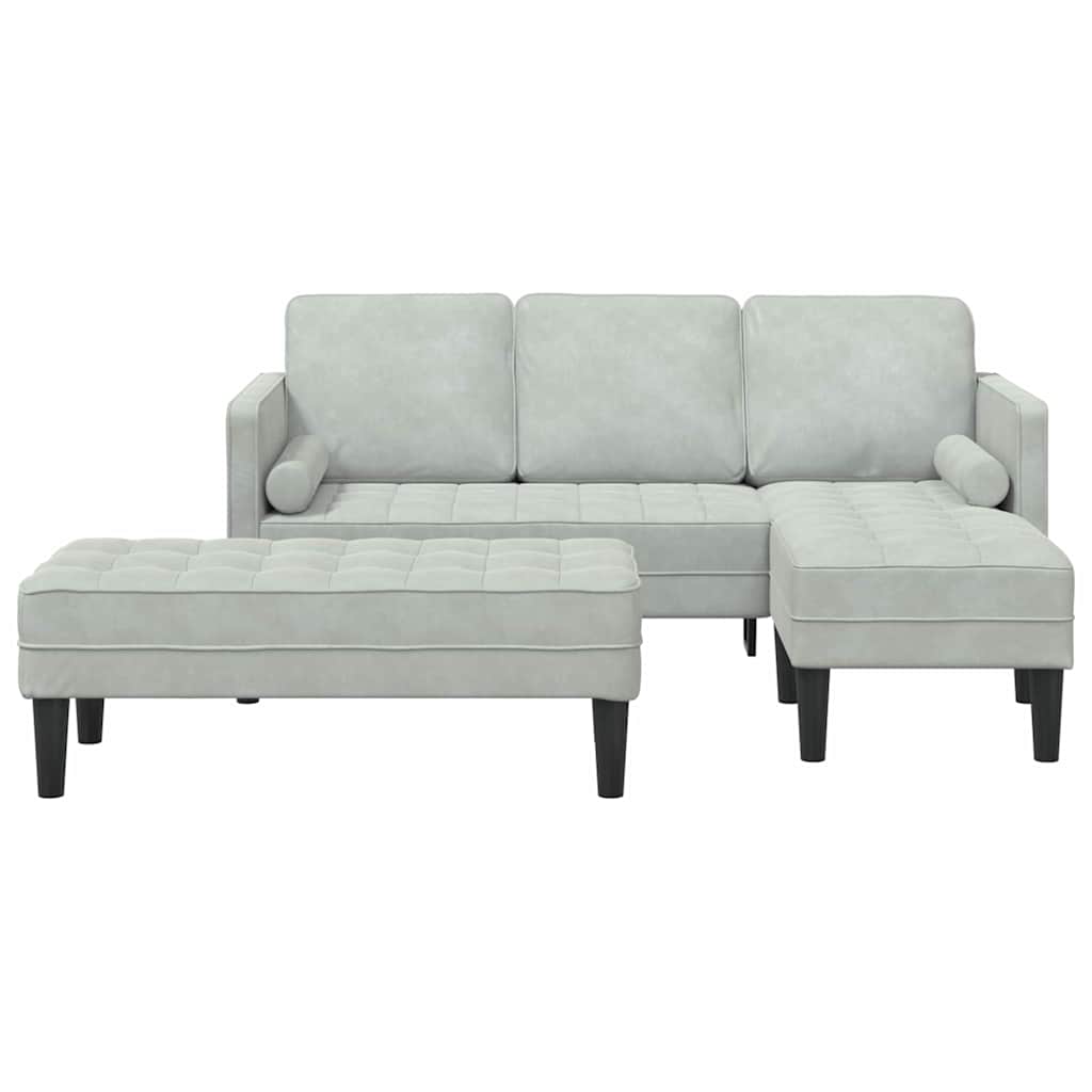 Sofa Set 2 stk. Hellgrau Polyester