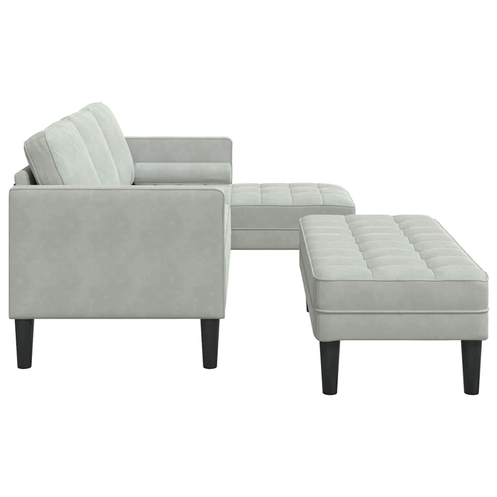 Sofa Set 2 stk. Hellgrau Polyester