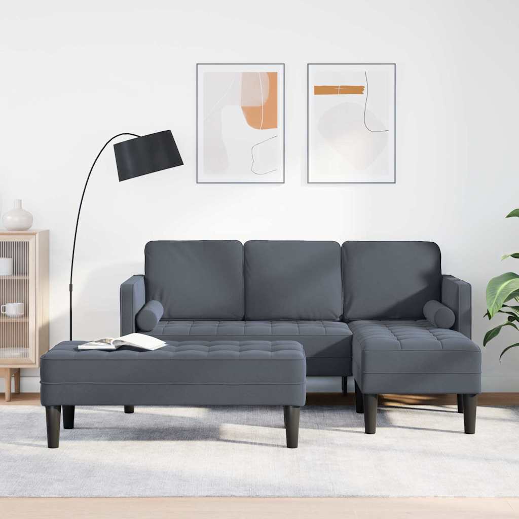 Sofa Set 2 stk. Dunkelgrau Polyester