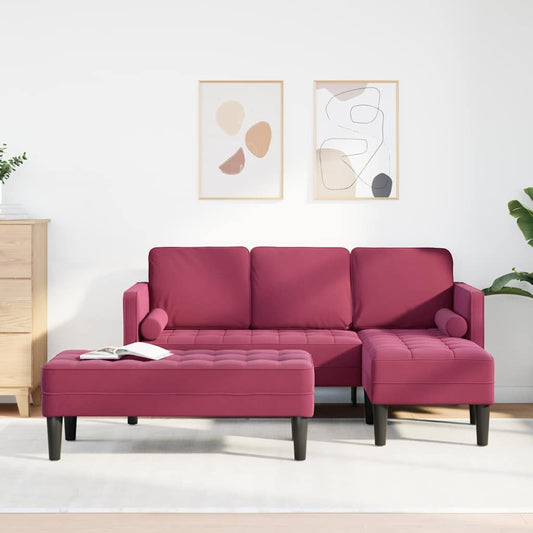Sofa Set 2 pcs Weinrot 173 x 131 x 67 cm Samt