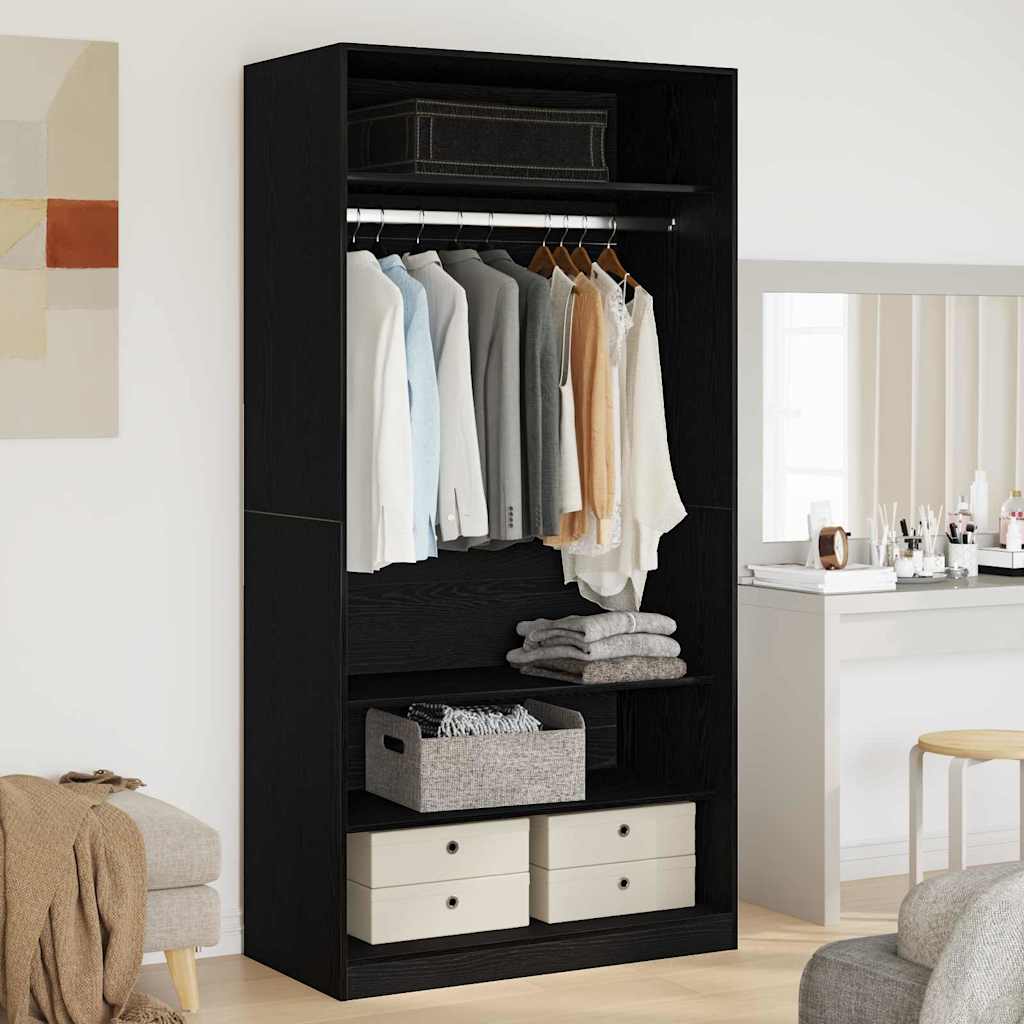 Kleiderschrank Schwarz Eichen-Optik 100 x 50 x 200 cm