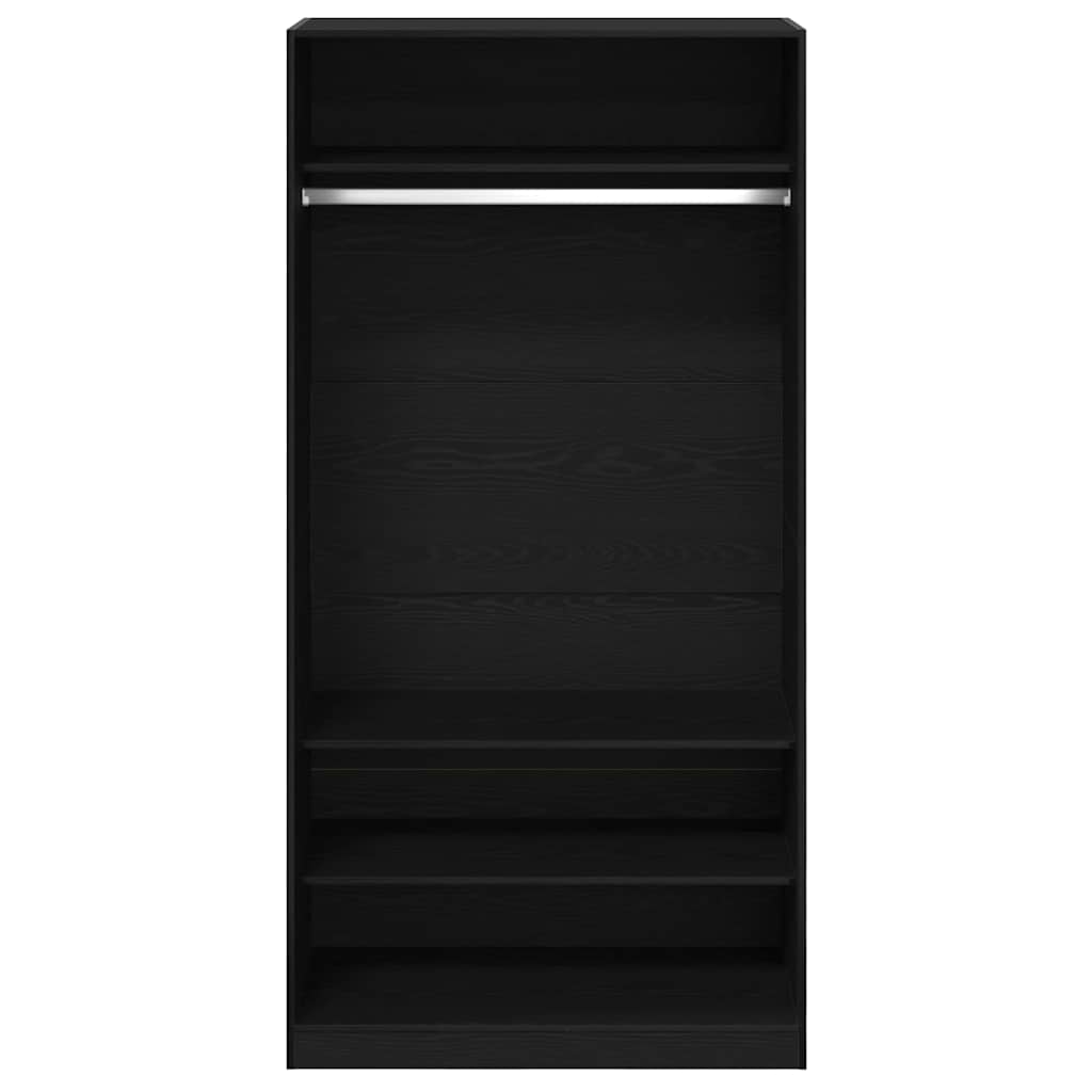 Kleiderschrank Schwarz Eichen-Optik 100 x 50 x 200 cm