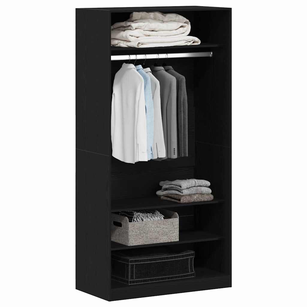 Kleiderschrank Schwarz Eichen-Optik 100 x 50 x 200 cm