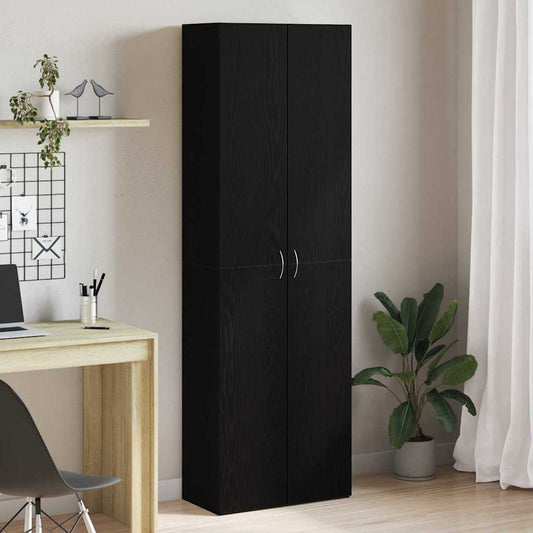 Armoire de bureau en chêne noir 60x32x190 cm, matériau à base de bois