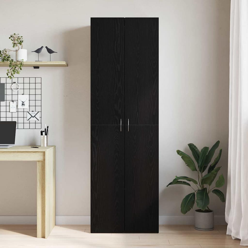Armoire de bureau en chêne noir 60x32x190 cm, matériau à base de bois