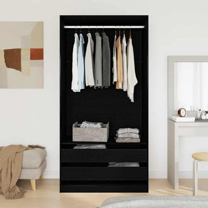 Kleiderschrank Schwarz Eichen-Optik 100 x 50 x 200 cm