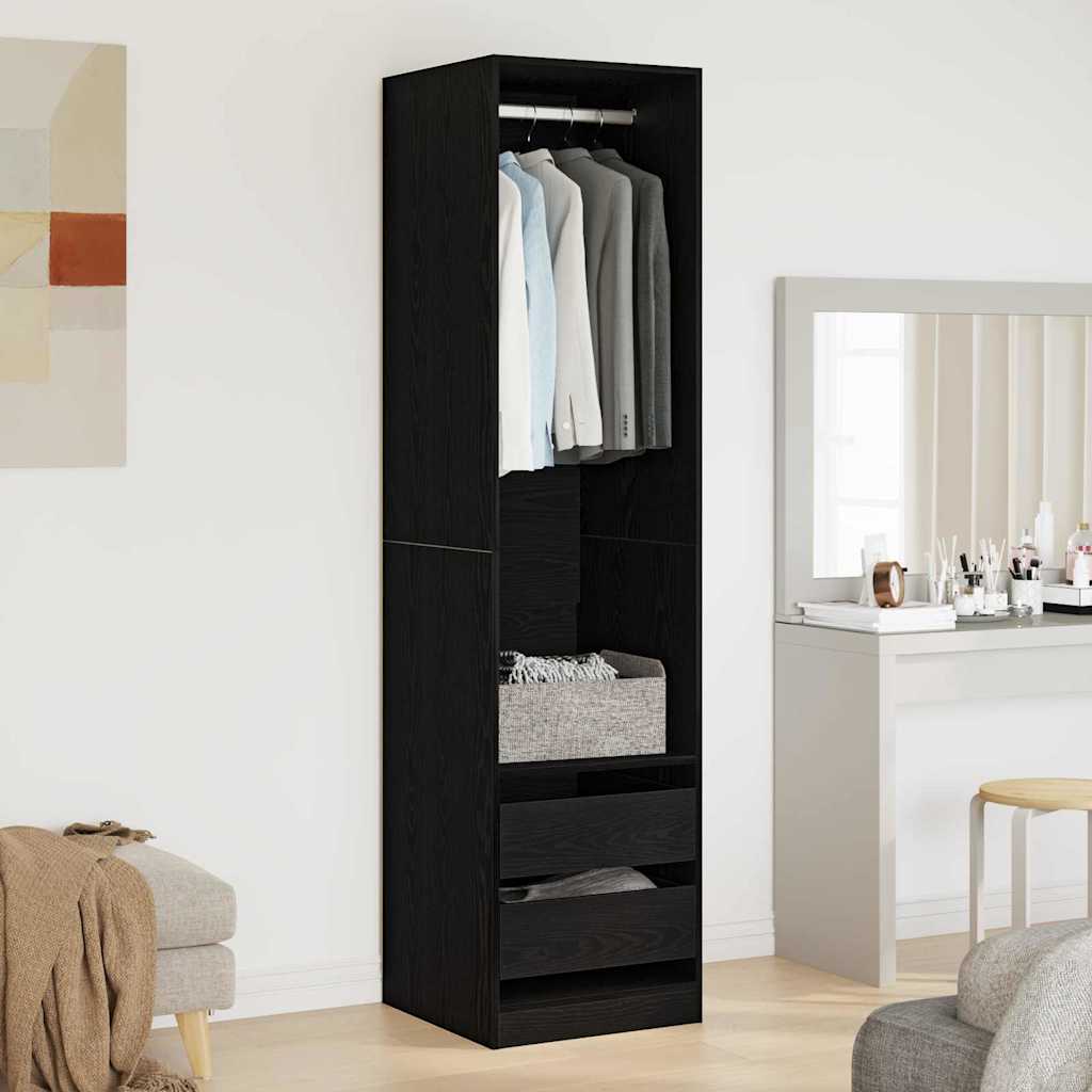 Kleiderschrank Schwarz Eichen-Optik 50 x 50 x 200 cm