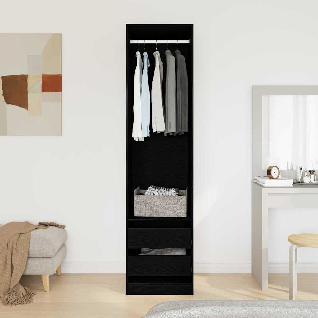 Kleiderschrank Schwarz Eichen-Optik 50 x 50 x 200 cm