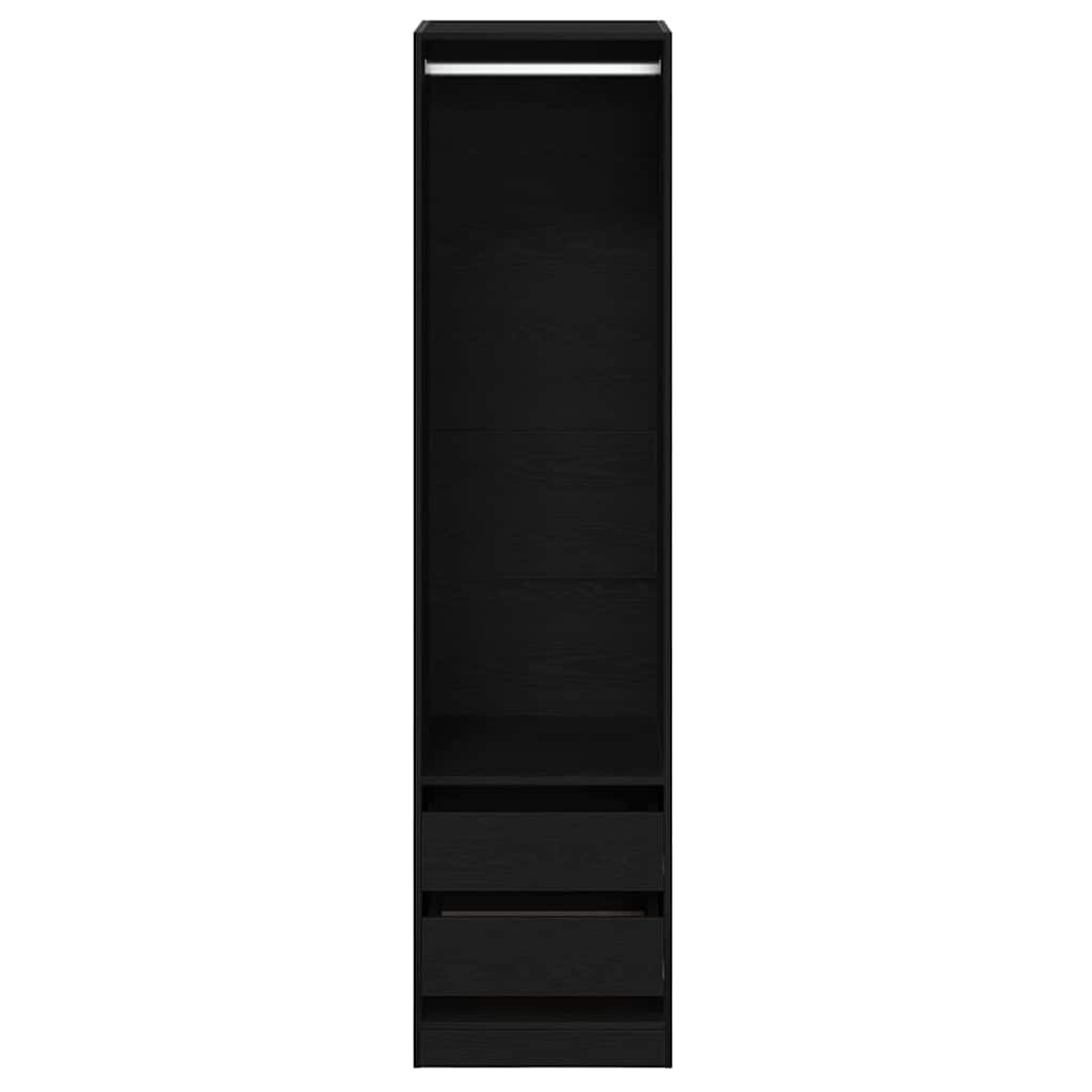 Kleiderschrank Schwarz Eichen-Optik 50 x 50 x 200 cm