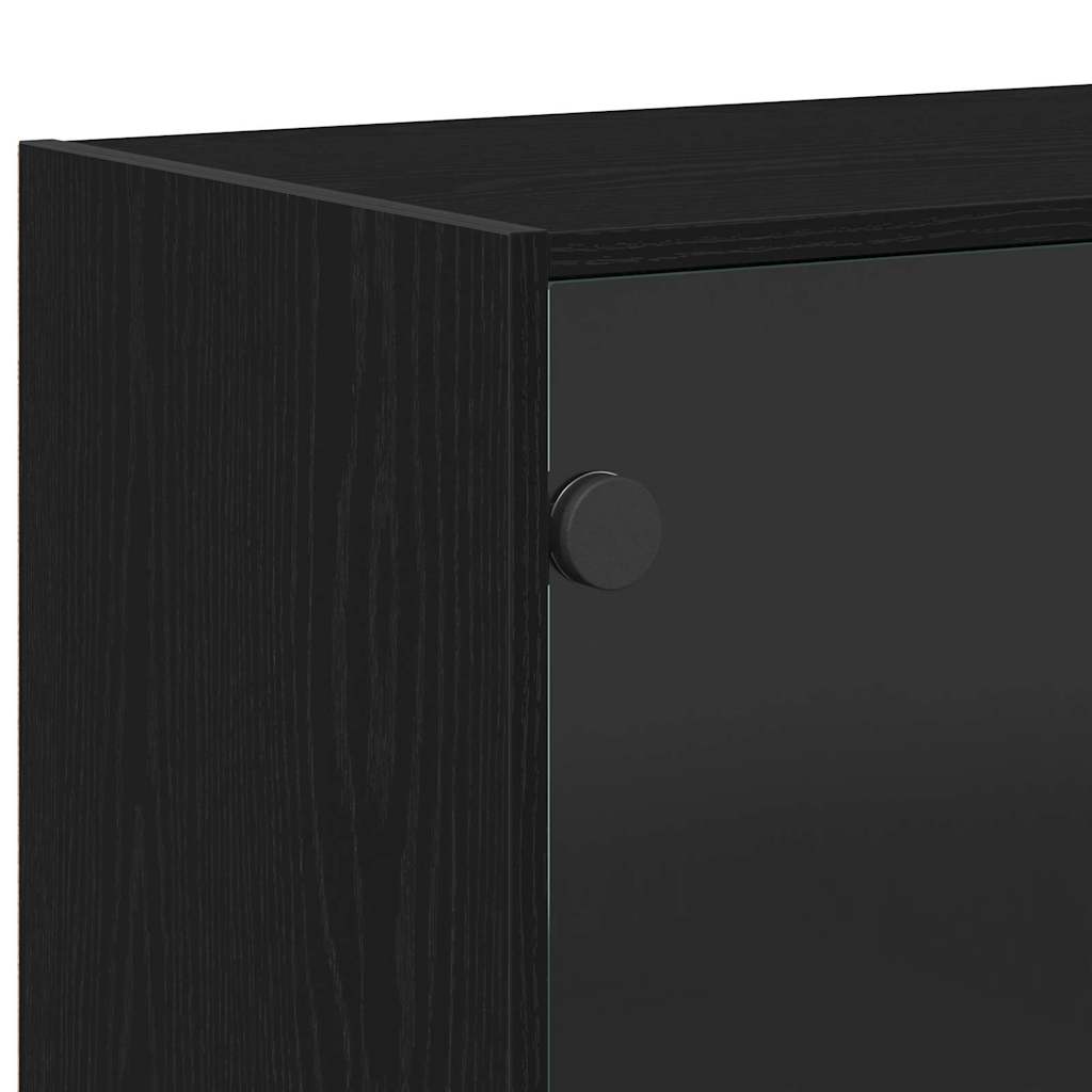 Highboard Schwarz Eichen-Optik 68 x 37 x 142 cm