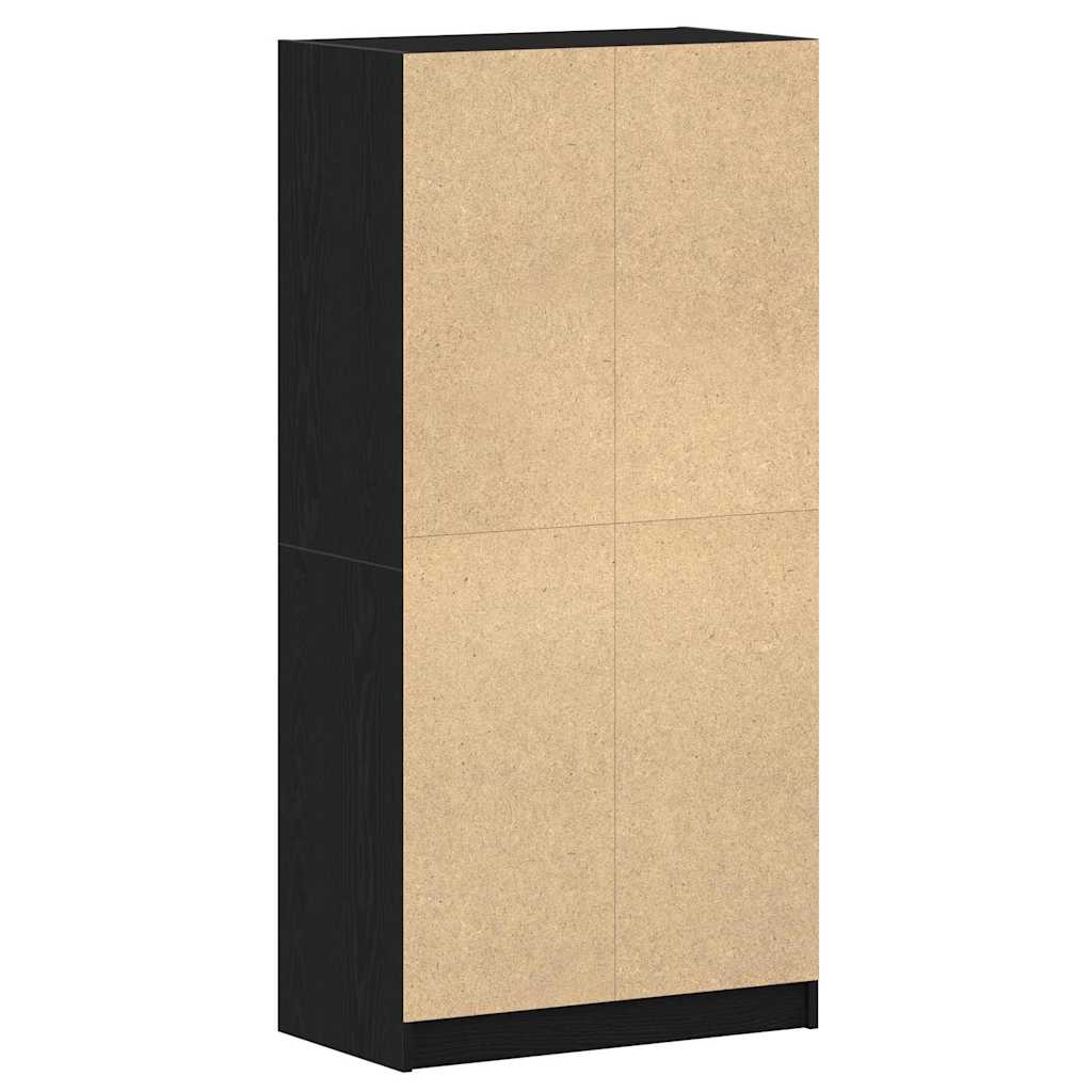 Highboard Schwarz Eichen-Optik 68 x 37 x 142 cm