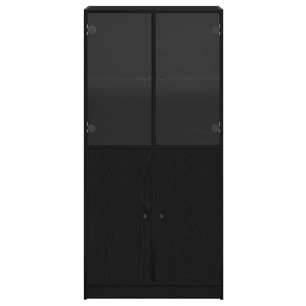 Highboard Schwarz Eichen-Optik 68 x 37 x 142 cm