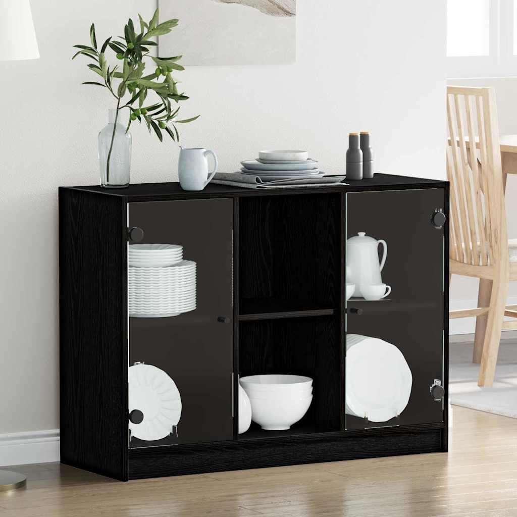 Sideboard Schwarz Eichen-Optik 100 x 37 x 75,5 cm