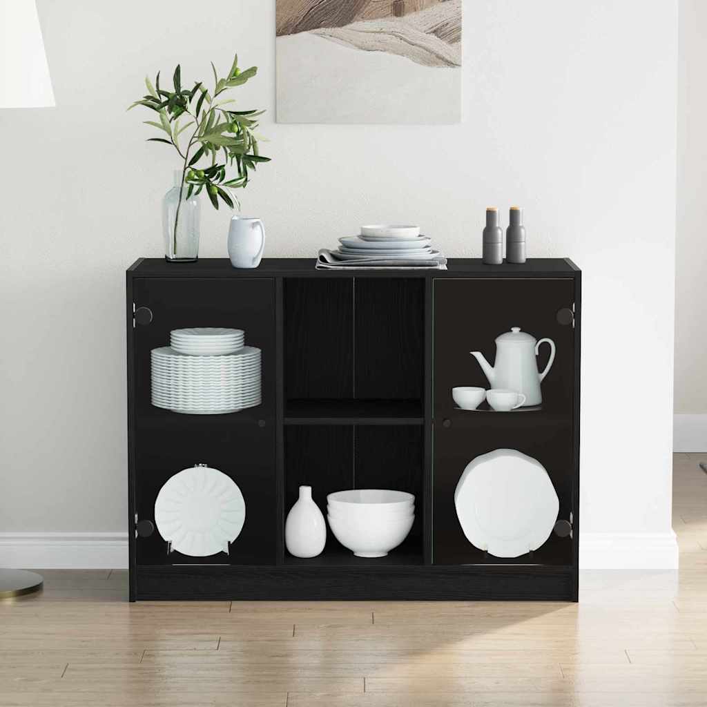 Sideboard Schwarz Eichen-Optik 100 x 37 x 75,5 cm