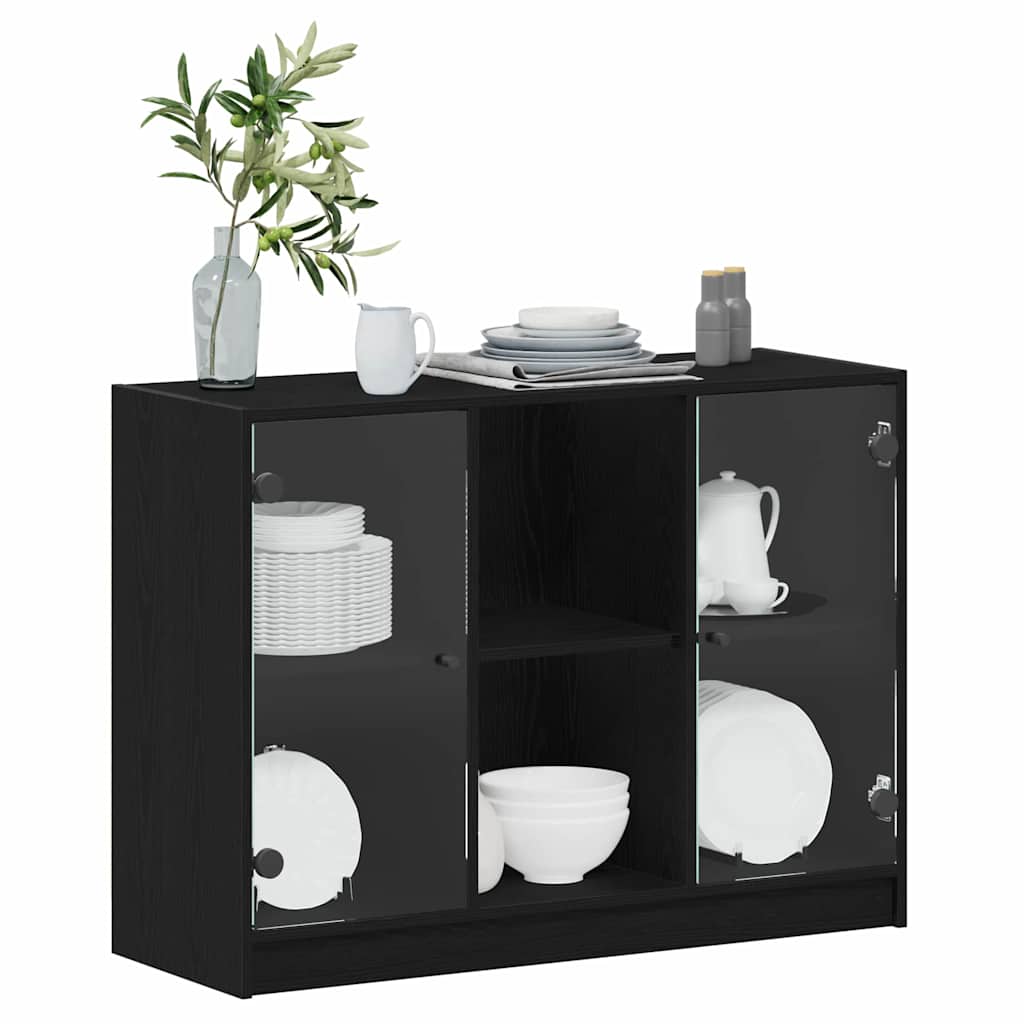 Sideboard Schwarz Eichen-Optik 100 x 37 x 75,5 cm