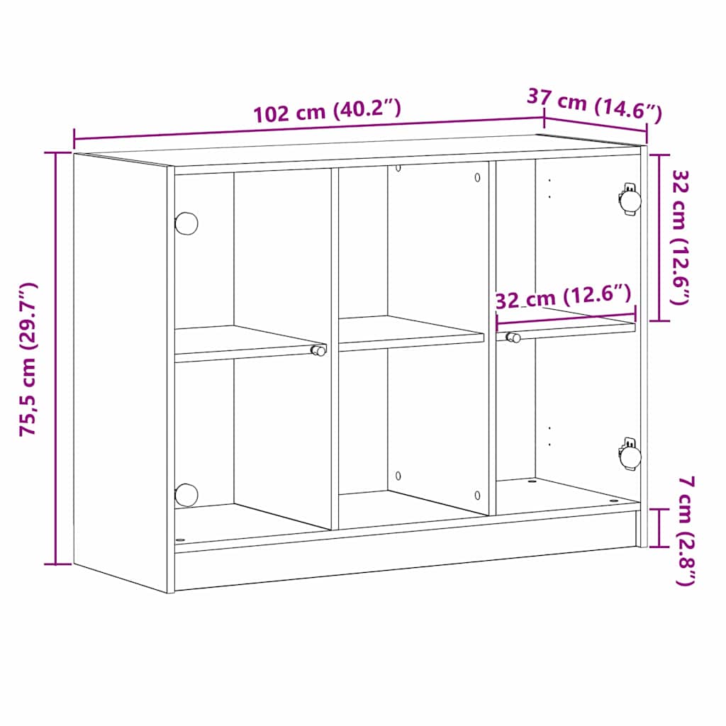 Sideboard Schwarz Eichen-Optik 100 x 37 x 75,5 cm