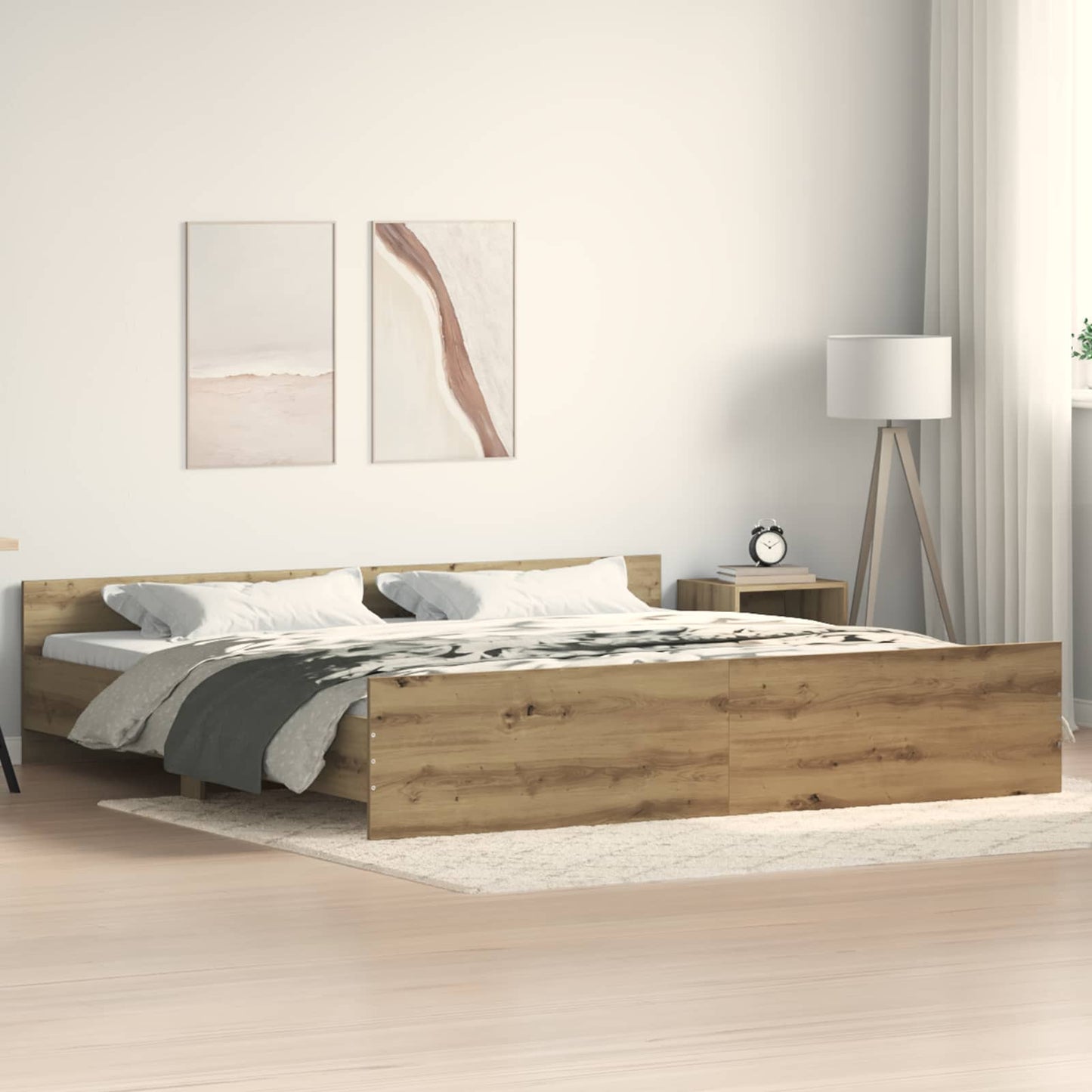 Bettrahmen Artisan-Eiche 203 x 203 x 50 cm Holzwerkstoff