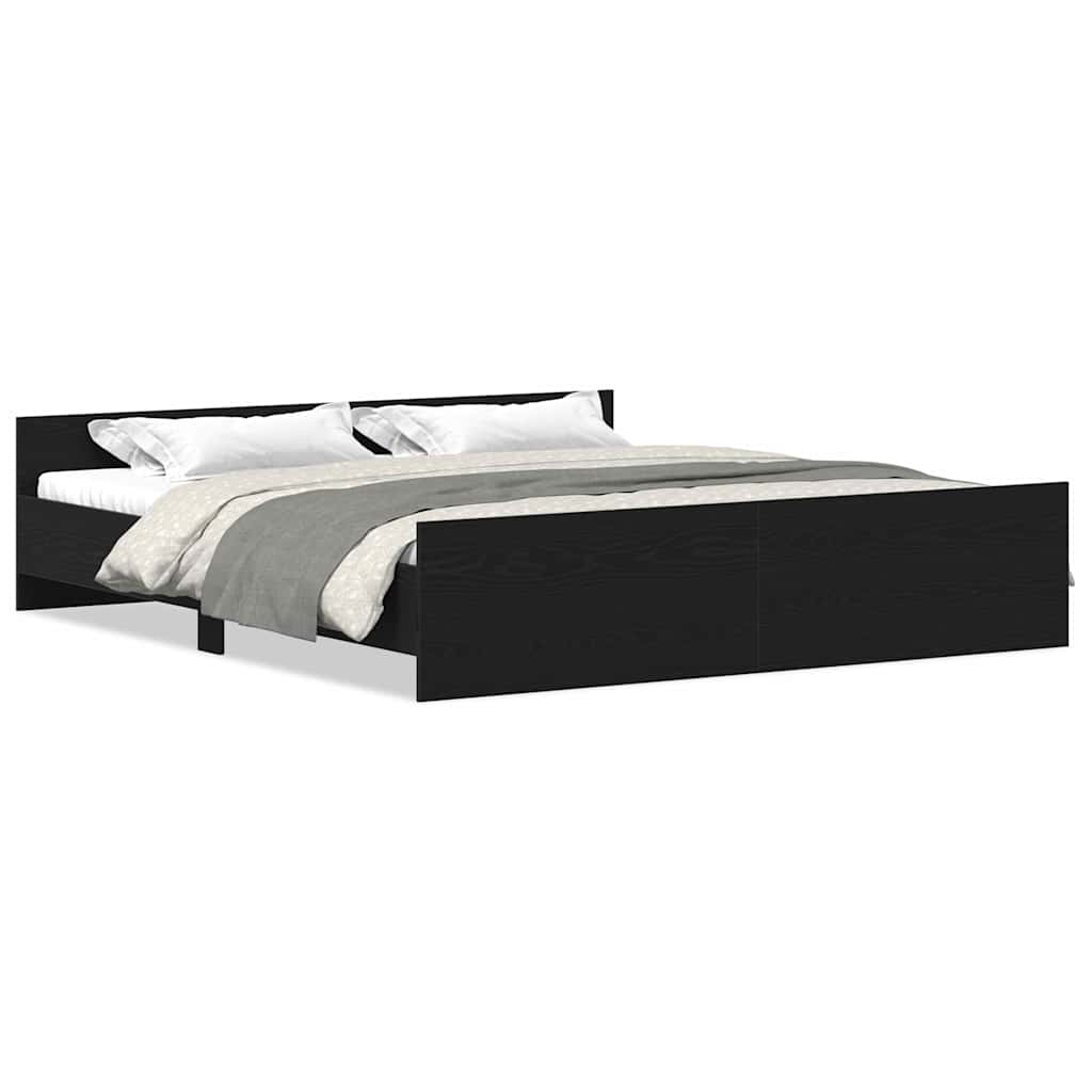Bettgestell ohne Matratze Schwarz Eichen-Optik 200x200 cm