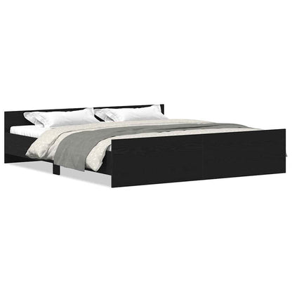 Bettgestell ohne Matratze Schwarz Eichen-Optik 200x200 cm