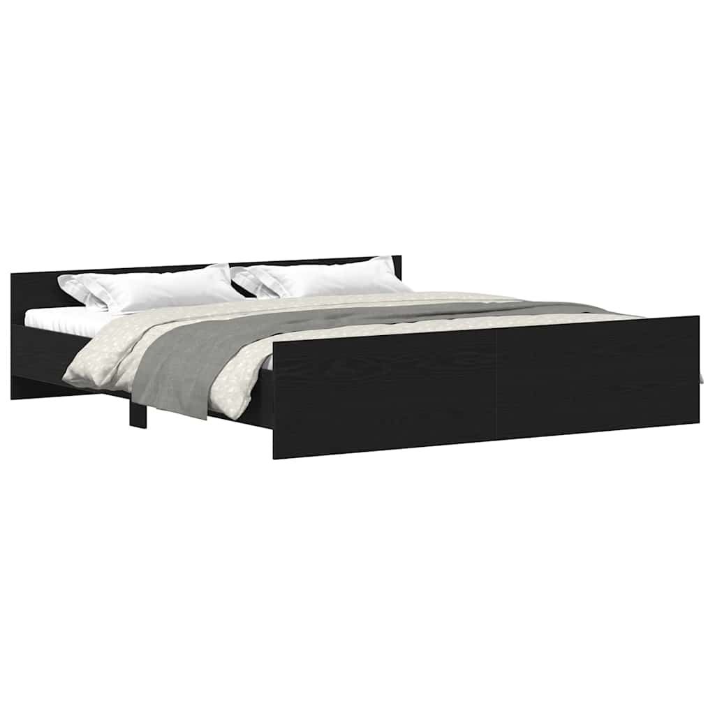 Bettgestell ohne Matratze Schwarz Eichen-Optik 200x200 cm