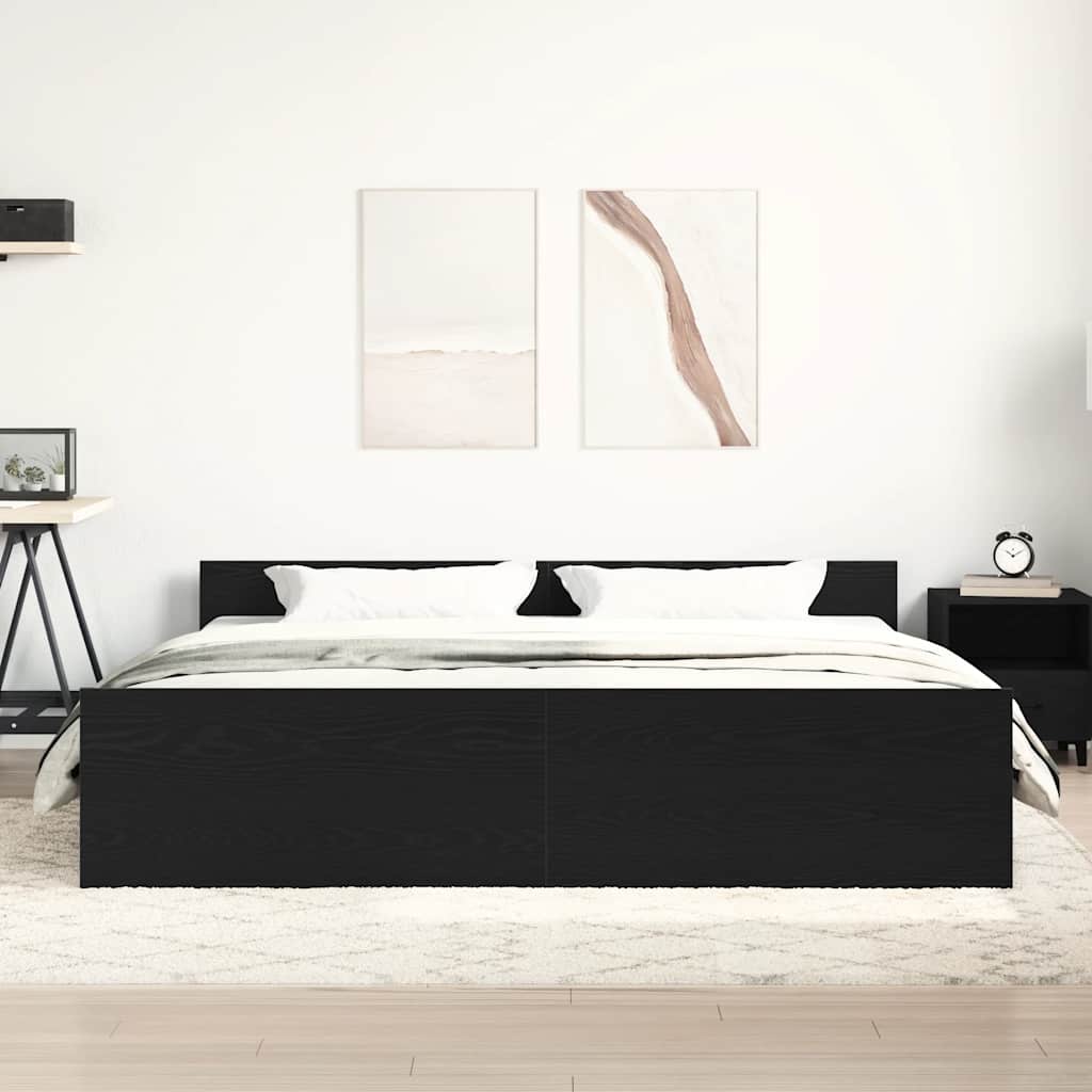 Bettgestell ohne Matratze Schwarz Eichen-Optik 200x200 cm