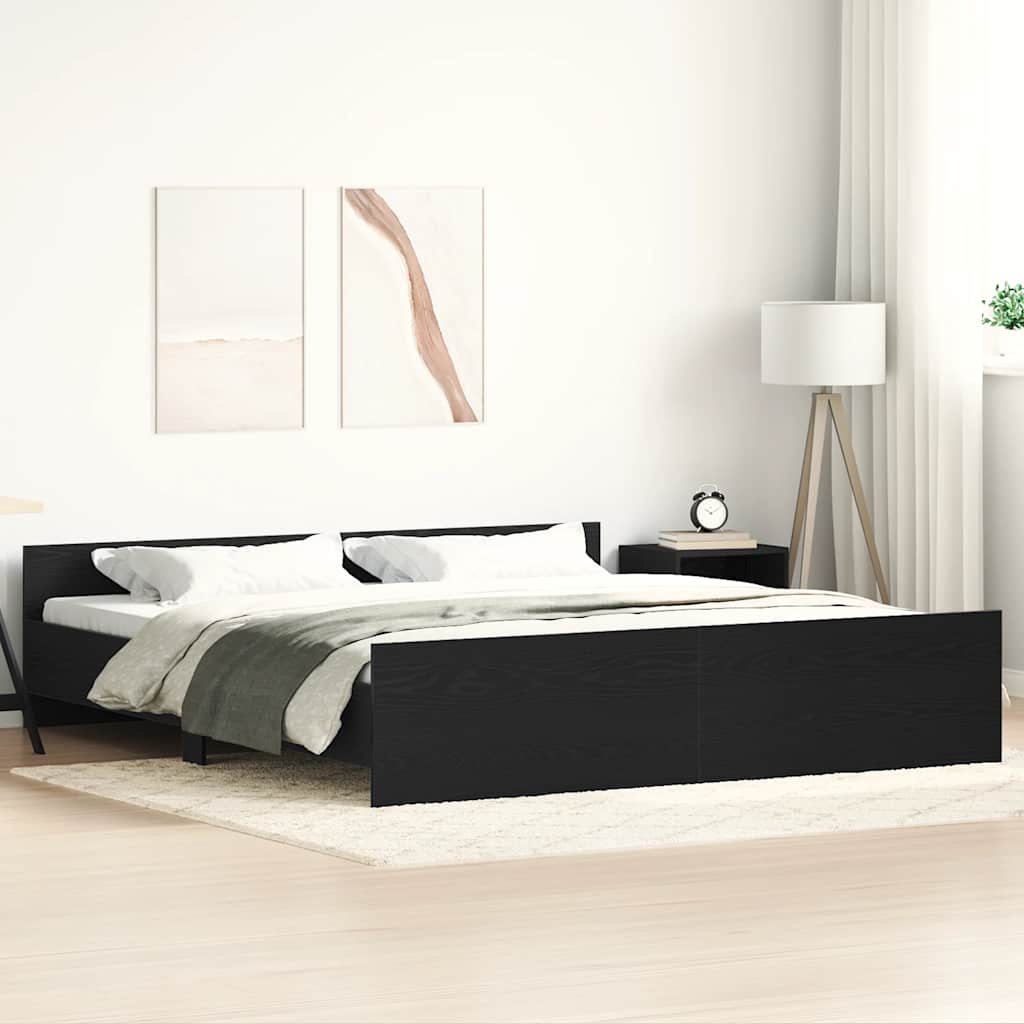 Bettgestell ohne Matratze Schwarz Eichen-Optik 200x200 cm