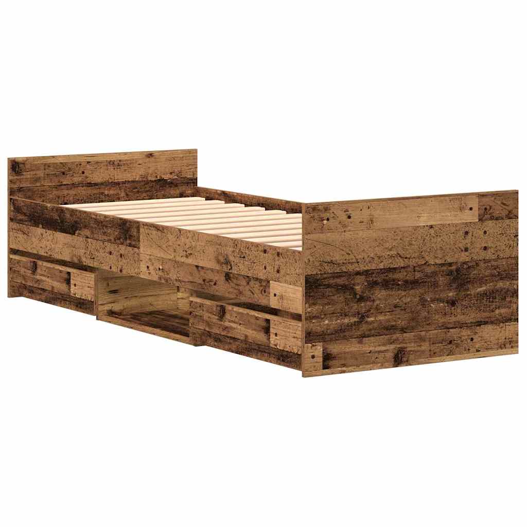 Bettgestell mit Kopfteil Altholz 75 x 190 cm Holzwerkstoff