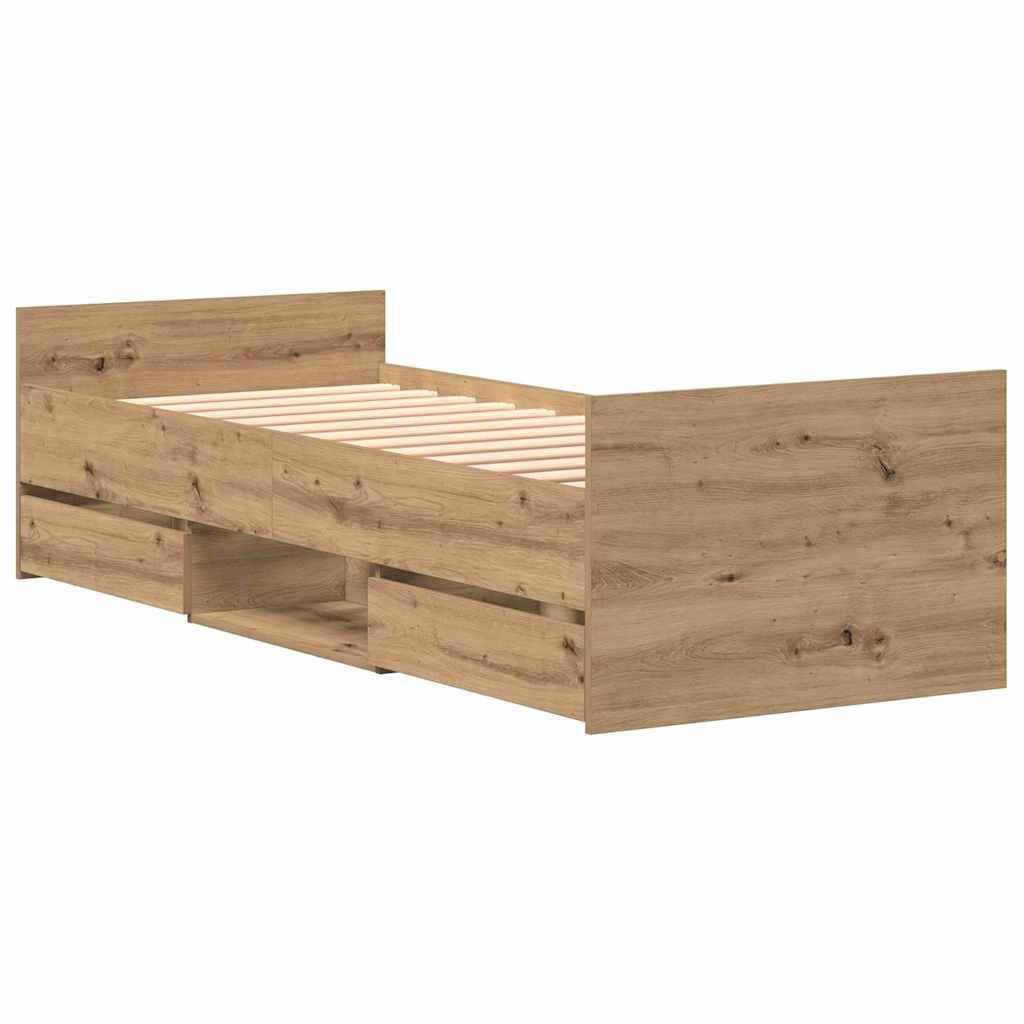 Bettgestell Artisan-Eiche 75 x 190 cm Holzwerkstoff