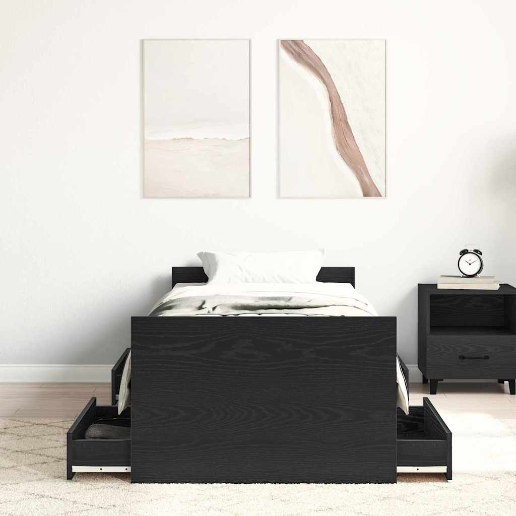 Bettrahmen Schwarz Eichen-Optik 193 x 78 x 50 cm Holzwerkstoff