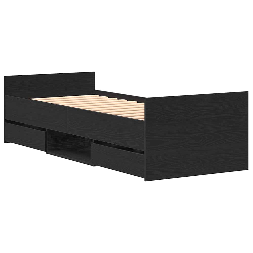 Bettrahmen Schwarz Eichen-Optik 193 x 78 x 50 cm Holzwerkstoff