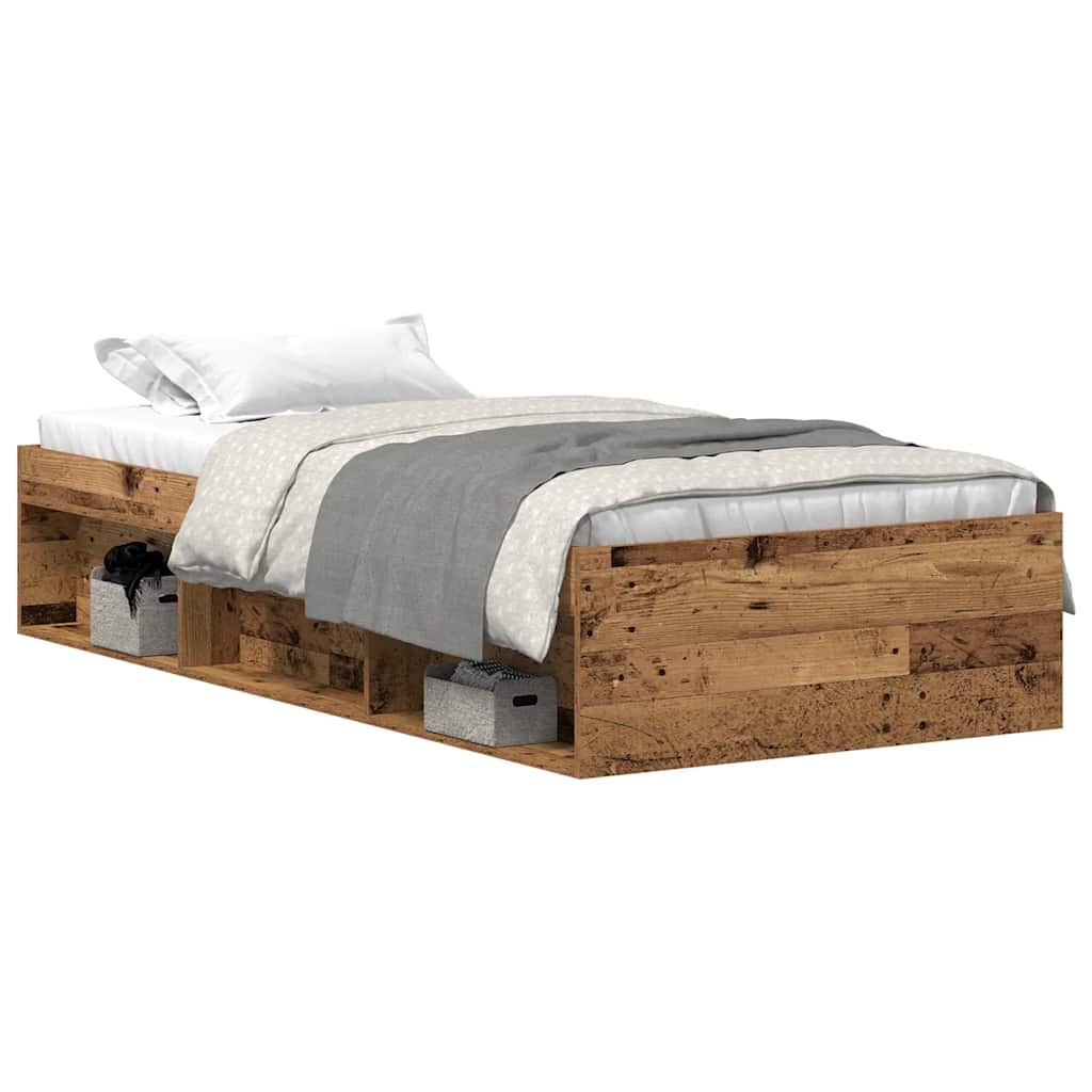 Bettgestell ohne Matratze Altholz-Optik 75x190 cm Holzwerkstoff