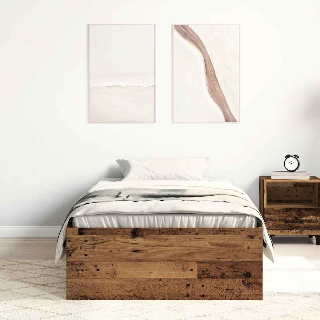 Bettgestell ohne Matratze Altholz-Optik 75x190 cm Holzwerkstoff